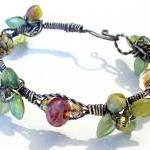 Wired Leaves And Beads Bracelet