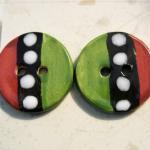 Handmade Ceramic Buttons- 2 Buttons