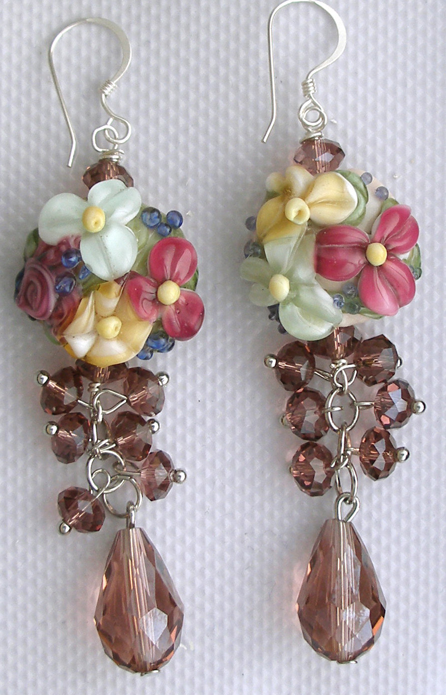 Lampwork Earrings, Handmade Glass Beads, "dazzling Dangles-pink"