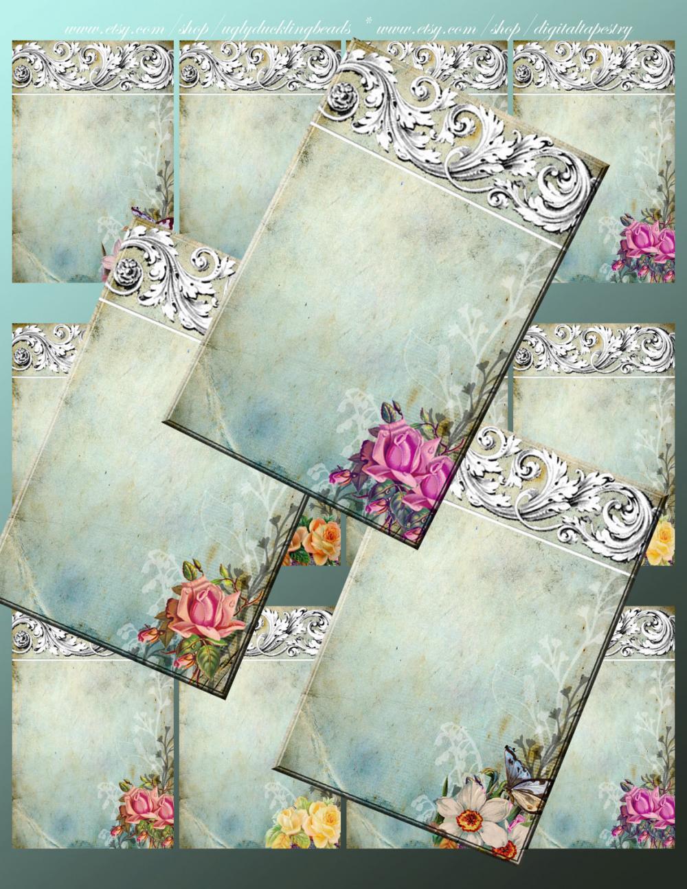 Digital Collage Sheet - Clip Art Elements- Digital Scrapbooking-" Ornamentaea" Earring Cards
