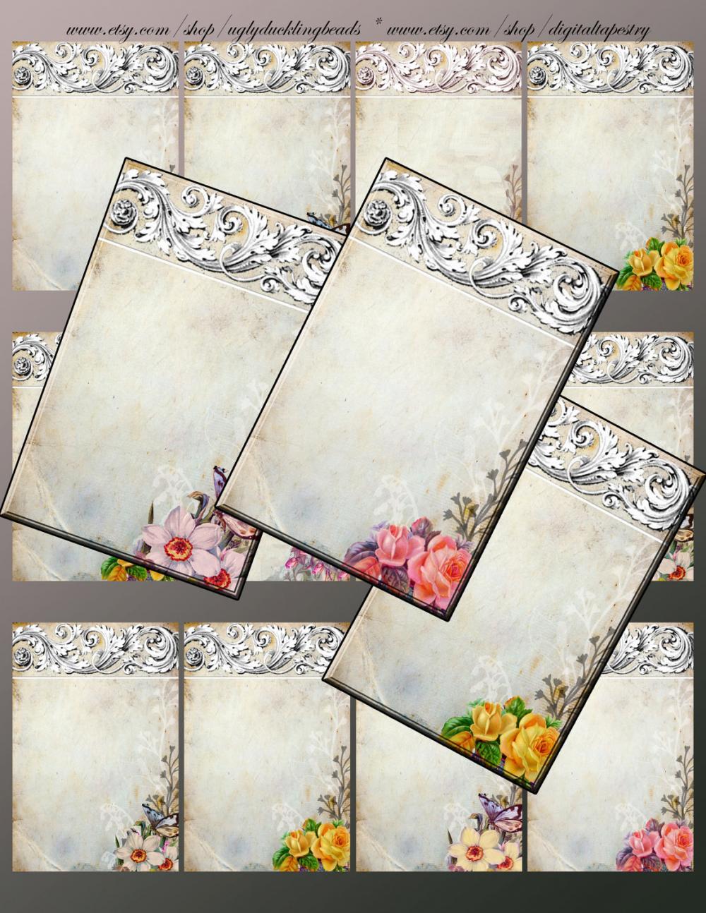 Digital Collage Sheet - Clip Art Elements- Digital Scrapbooking-" Ornamentaea Taupe" Earring Cards