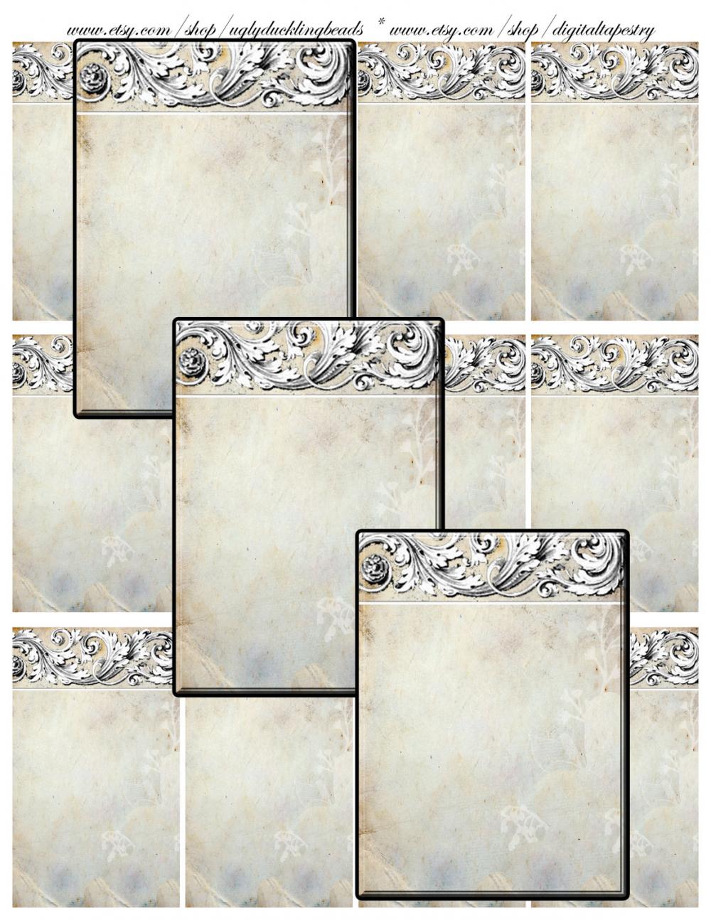 Digital Collage Sheet - Clip Art Elements- Digital Scrapbooking-" Ornamentaea Taupe- Plain" Earring Cards