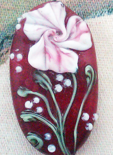 Lampwork Bead - Pendant Focal- "floral Couture" Floral Bead Sra